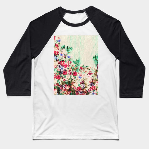 Floral and Crumpled Crepe Pattern Baseball T-Shirt by KC Morcom aka KCM Gems n Bling aka KCM Inspirations